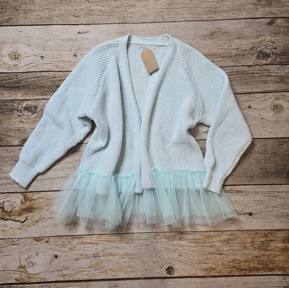 Elegant Women's Sweater with Tulle Trim